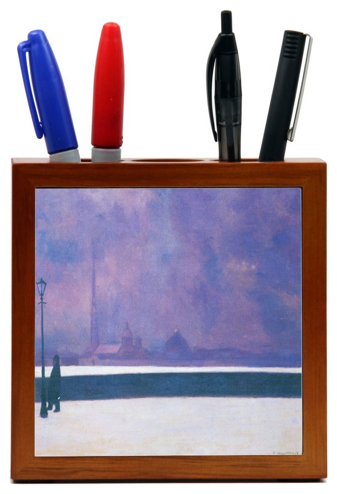 Felix Vallotton Art The Night In Light Fog Wood Tile Pen Holder