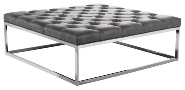 Square Leather Ottoman Large Contemporary Footstools And Square Leather Ottoman Large Gray