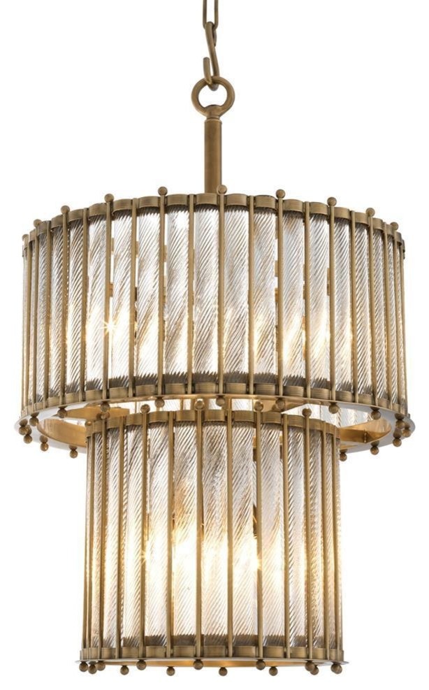 Glass Drum Chandelier | Eichholtz Tiziano Double, gold, 21"W x 21"D x 33"H