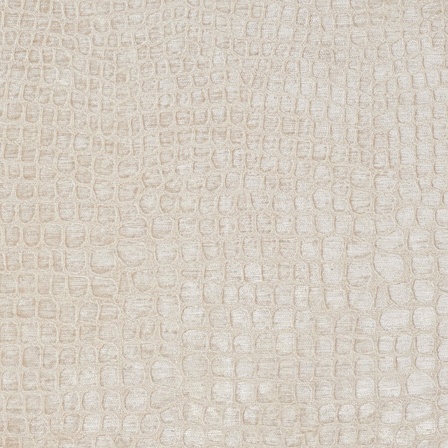 Cream Alligator Print Shiny Woven Velvet Upholstery Fabric By The Yard
