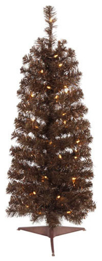 45 Pre Lit Mocha Brown Artificial Pencil Tinsel Christmas Tree Clear Lights 45 Pre Lit Mocha Brown Artificial Pencil Tinsel Christmas Tree Clear Lights