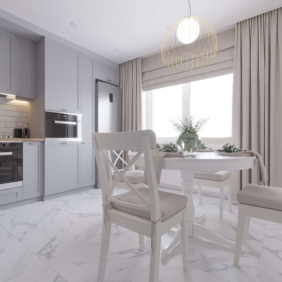 Кухня в современной классике в серых тонах