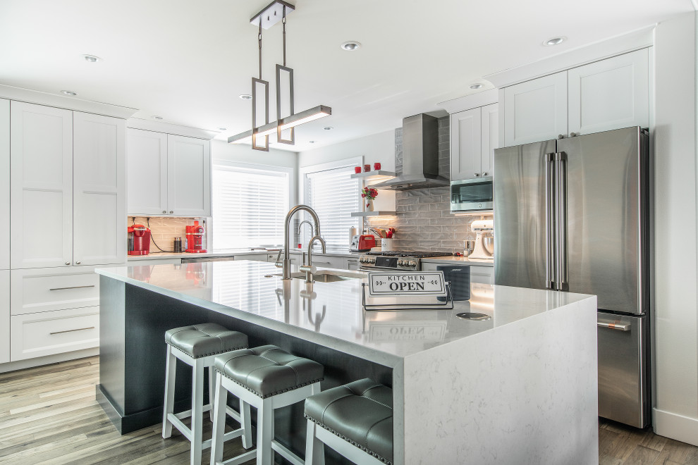 Example of a transitional kitchen design in Seattle