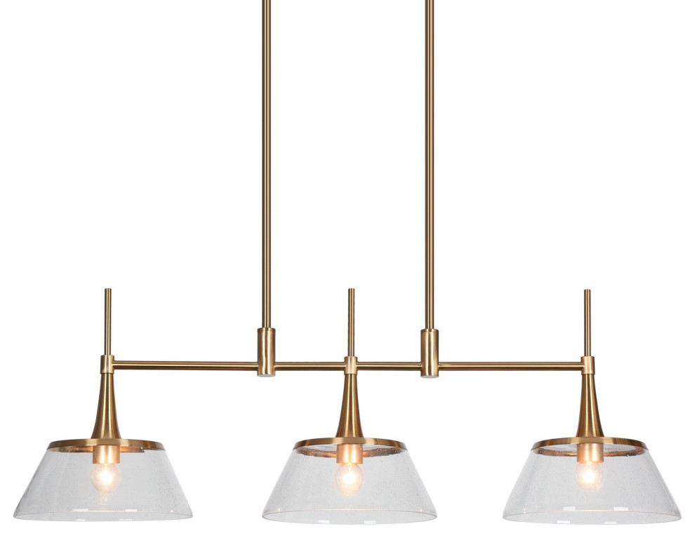 LNC Menae 3Light Polished Gold Modern Linear Large Indoor Kitchen