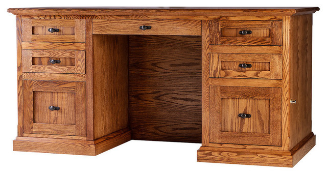 Mission Oak Executive Double Pedestal Desk Traditional Desks