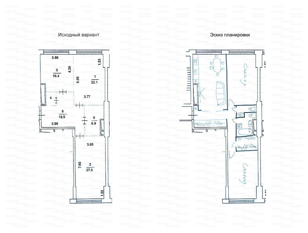 Идеи перепланировки для двухкомнатных квартир