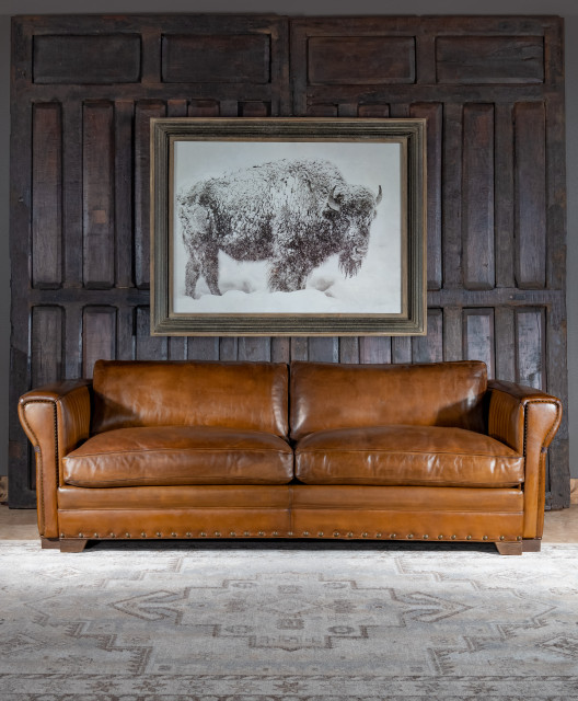 Drover Leather Sofa - Transitional - Living Room - Dallas - by Adobe Interiors