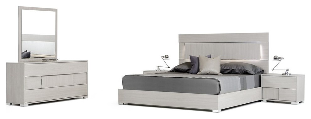 Modrest Ethan Eastern King Italian Modern Gray 5-Piece Bedroom Set