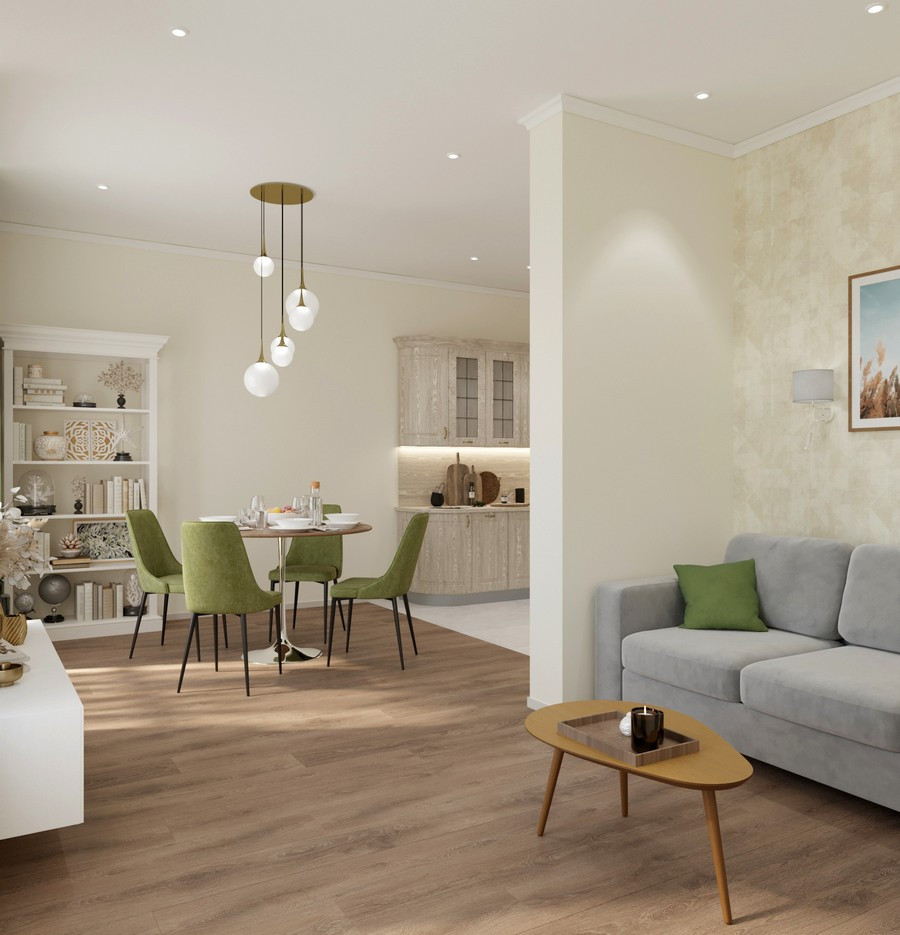 Дизайн двухкомнатной квартиры в светлых тонах