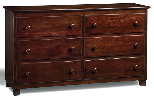 6 Drawer Dresser In Walnut Finish Transitional Dressers By