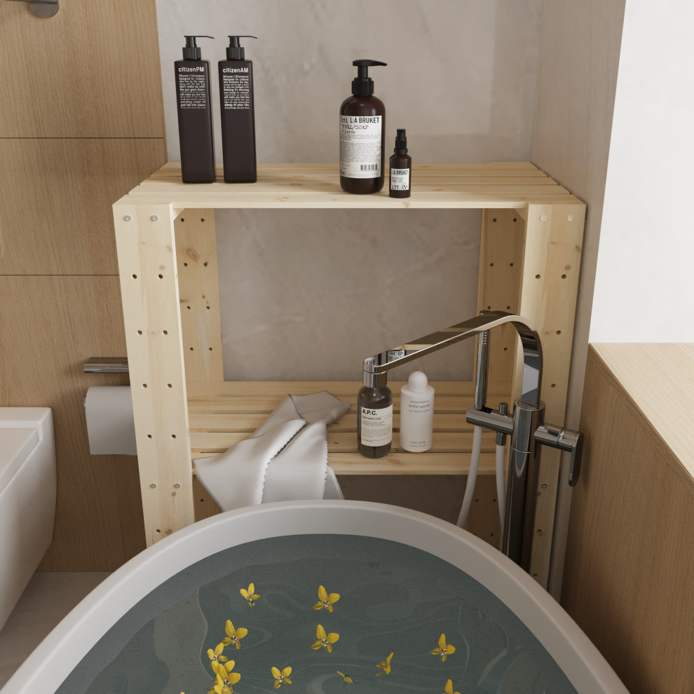 Стеллаж деревянный  БОР 1 в ванной