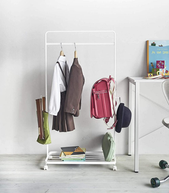 Kids' Rolling Coat Rack, Steel, Holds 35.2 lbs, Wheels - Contemporary ...
