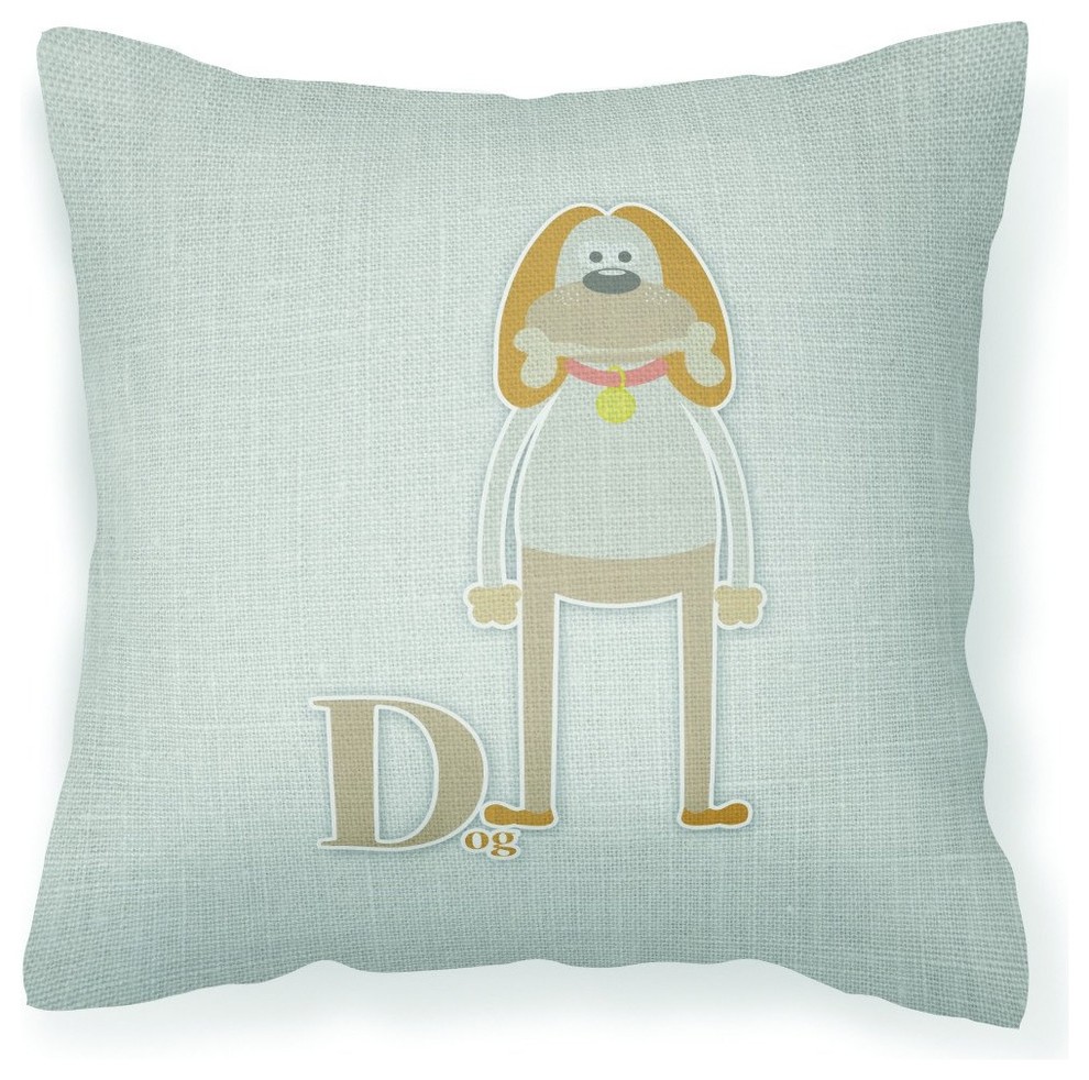 Alphabet D for Dog Fabric Decorative Pillow