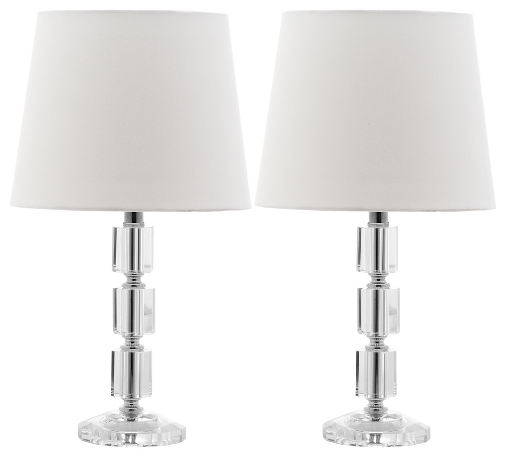 Safavieh Erin Crystal Cube Lamps, Set of 2, Clear/White Shade