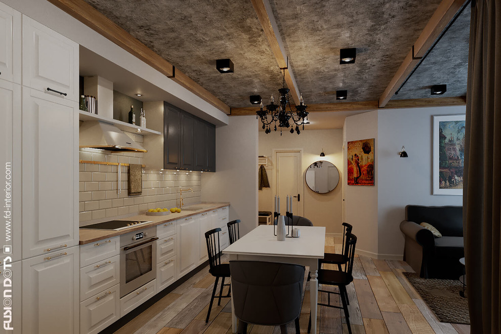 Design the room that combined living, dining areas and kitchen.