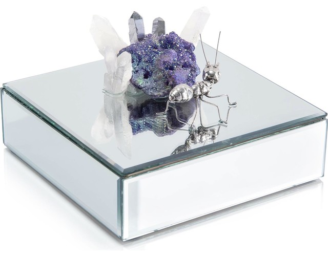 JOHN-RICHARD Box Ant Lavender Nickel Purple Mirrored Pyrite Quartz