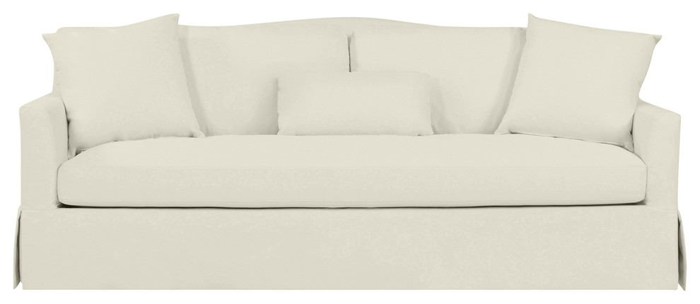 Stetson Skirted Sofa, Creamy White Velvet