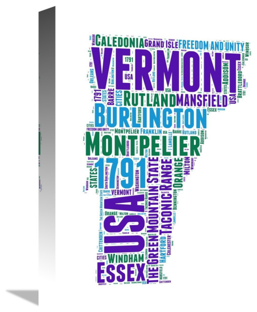 "Vermont Word Cloud Map" Fine Art Print, 12" x 16" Modern Prints