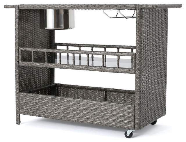 Gdf Studio Waikiki Outdoor Fine Crafted Mixed Black Wicker Bar Serving Cart Gdf Studio Waikiki Outdoor Fine Crafted Mixed Black Wicker Bar Serving Cart