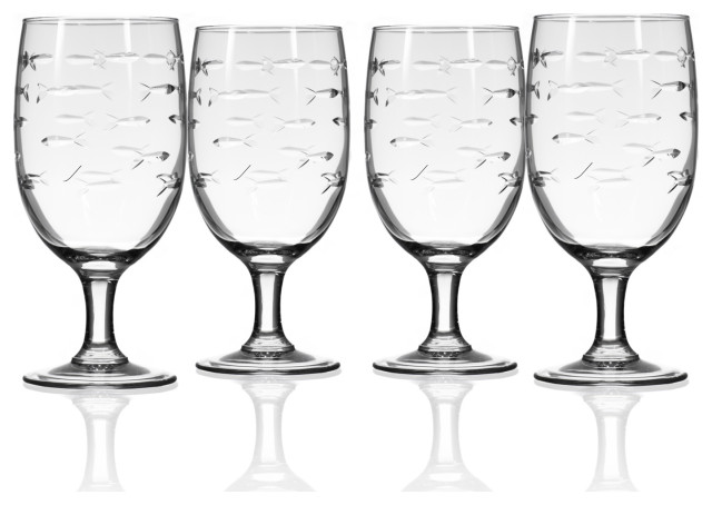 school of fish iced tea 16oz, set of 4 beach style everyday glasses by rolf glass houzz school of fish iced