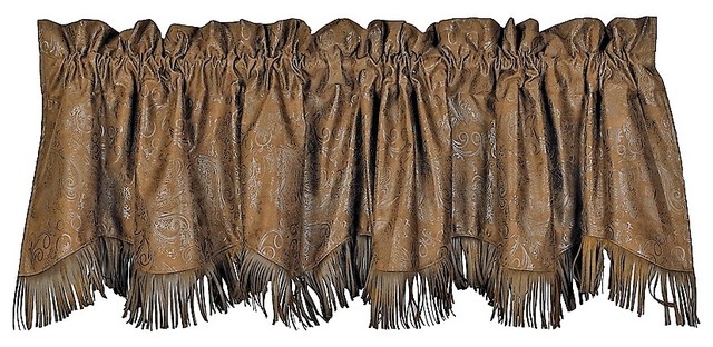 Tooled Faux Leather Western Valance Contemporary Valances By
