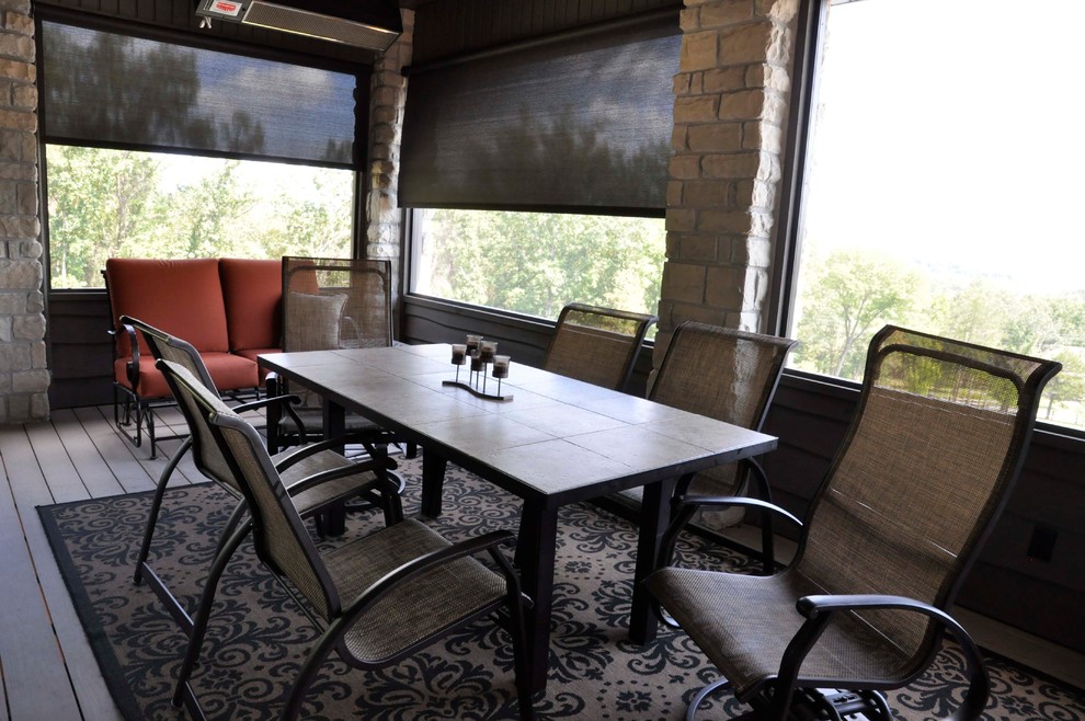 Inspiration for a mid-sized timeless light wood floor and gray floor sunroom remodel in Other with a standard ceiling