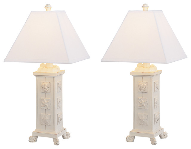 Seahaven Seashell Table Lamp Set Of 2 Cottage White Beach Style Lamp Sets By Seahaven Houzz