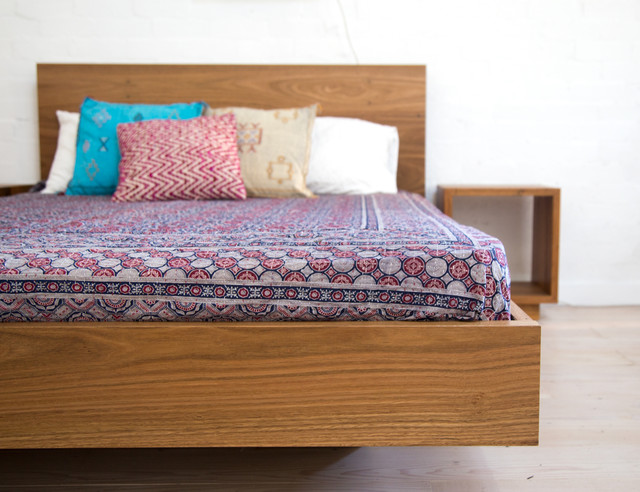 Paul S Recycled Timber Floating Bed Contemporary Bedroom
