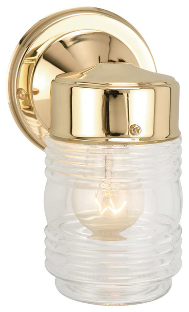 Outdoor Wall Light Matte Black Jelly Jar Exterior Clear Glass Shade Decor
