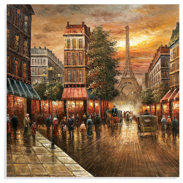 "Paris Nights" Hand-Painted Canvas, 48"x48"