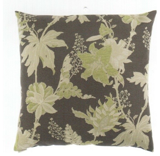 24" x 24" hampton floral pattern dark background throw pillow with a feather/dow