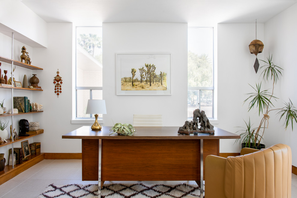 Photo of a midcentury home office in Phoenix.