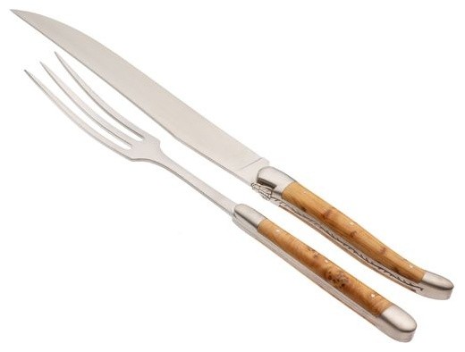 Forge de Laguiole Juniper Wood Carving Knife and Fork