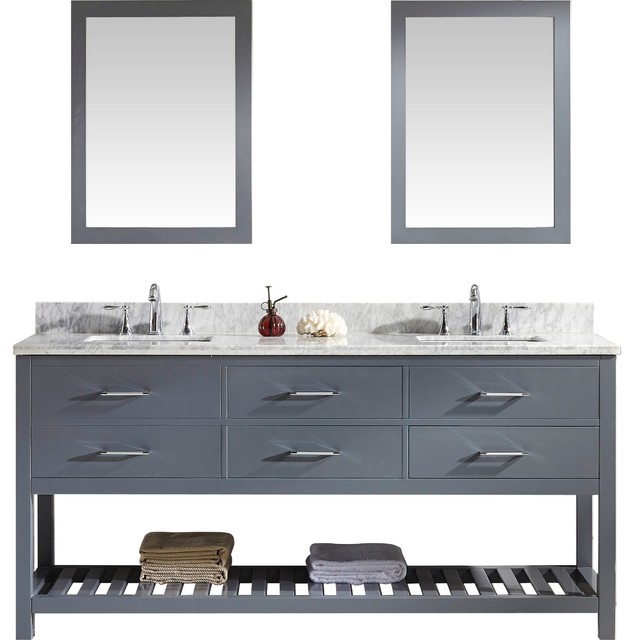 Ine Estate 72 Double Vanity Contemporary Bathroom Vanities Ine Estate 72 Double Vanity Gray Without Faucet Square Mirror