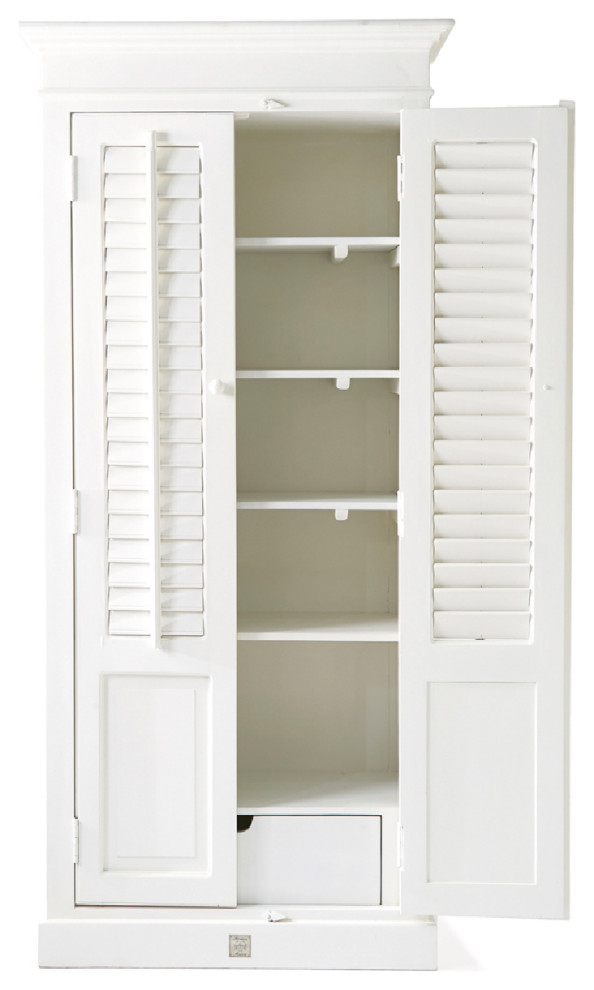 White Louvered Cabinet | Rivièra Maison Orleans - Beach Style - Storage Cabinets - - European Furniture | Houzz