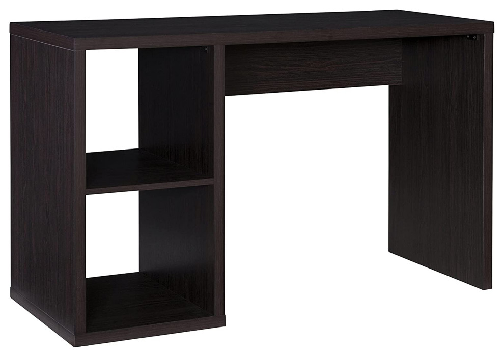 Transitional Desk, MDF Frame With Rectangular Top & 2 Open Cubbies