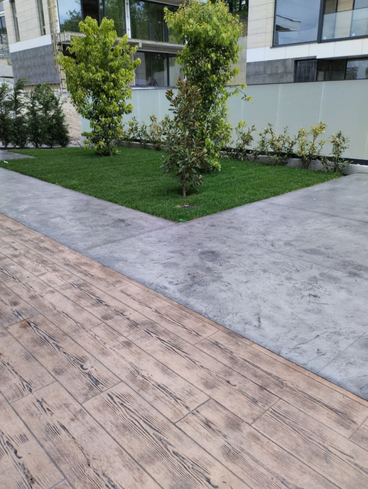 Печатный бетон, рисунок Итальянский сланец в комбинации с Доской