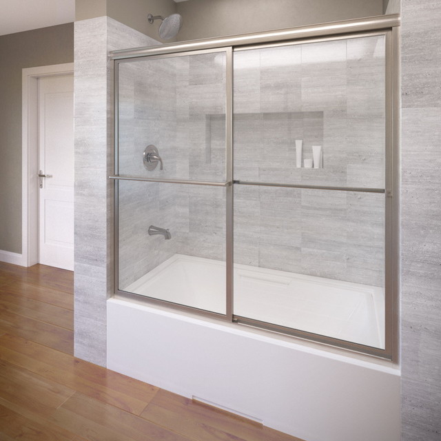 Deluxe Framed Sliding Bathtub Shower Door Fits 57 59 Contemporary Shower Doors By Basco
