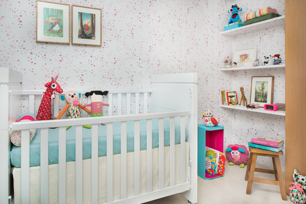 This is an example of a small modern nursery in Other.