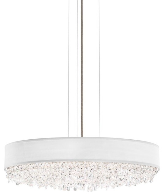 Eclyptix Pendant Stainless Steel With Clear Spectra Crystal Trim & Silver Shade