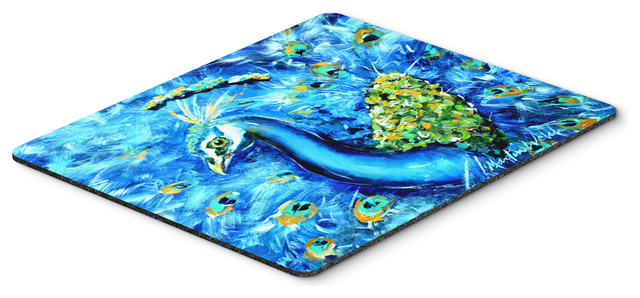 Peacock Straight Up In Blue Mouse Pad Hot Pad Trivet