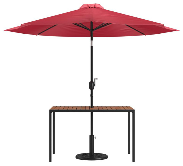 3 Piece Outdoor Patio Table Set 30 x 48 Synthetic Teak Patio Table