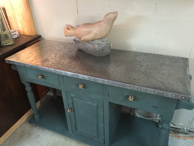 Zinc Countertop Shabby Chic Style Kitchen San Diego By