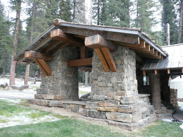 Headwaters Camp Cabin Big Sky Montana Rustic Patio Other