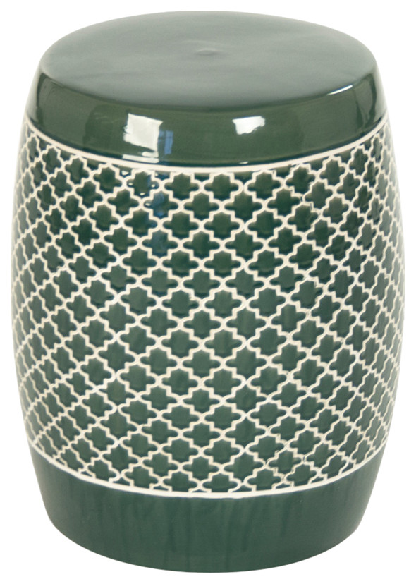 Gable Garden Stool, Teal Mediterranean Accent And Garden Stools