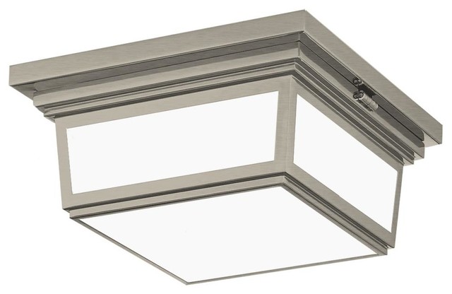 Massey 12 2 Light Ceiling Fixture Square Hinged Flush Mount Brushed Nickel
