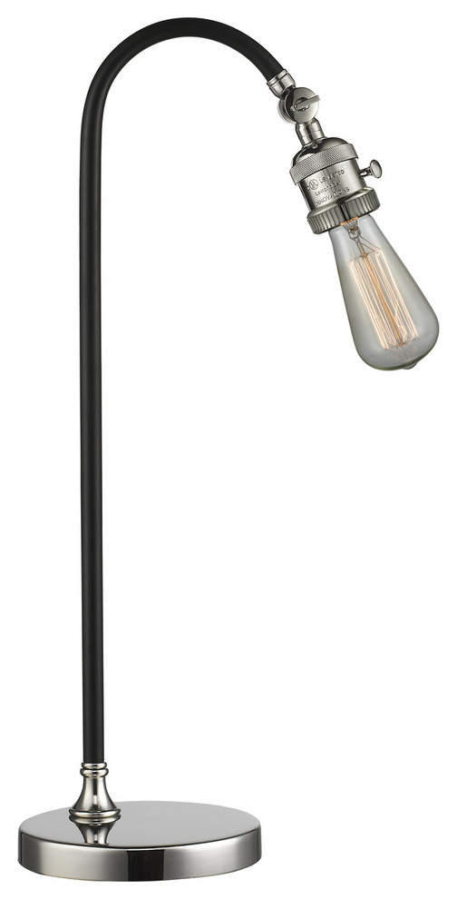 1-Light Dimmable LED Black Brook 7" Lamp, Black Polished Nickel