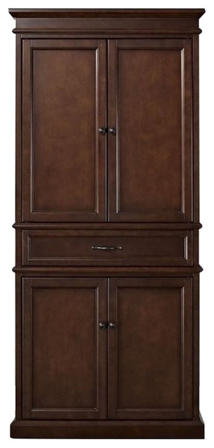 Pemberly Row Modern 5 Shelves Wood Pantry with 1 Storage Drawer in Mahogany