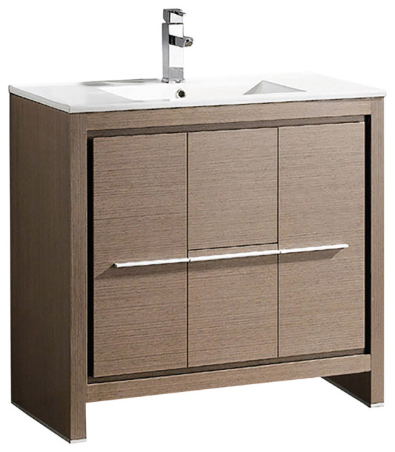 Fresca Allier 36 Gray Oak Modern Bathroom Cabinet With Sink Fcb8136go I Modern Bathroom 