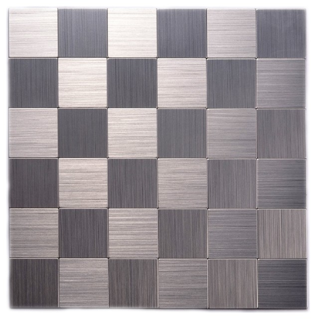 12 X12 Instant Mosaic L Stick Brushed Stainless Metal Wall Tile Mosaic L And Stick Brushed Stainless Metal Wall Tiles Set Of 6